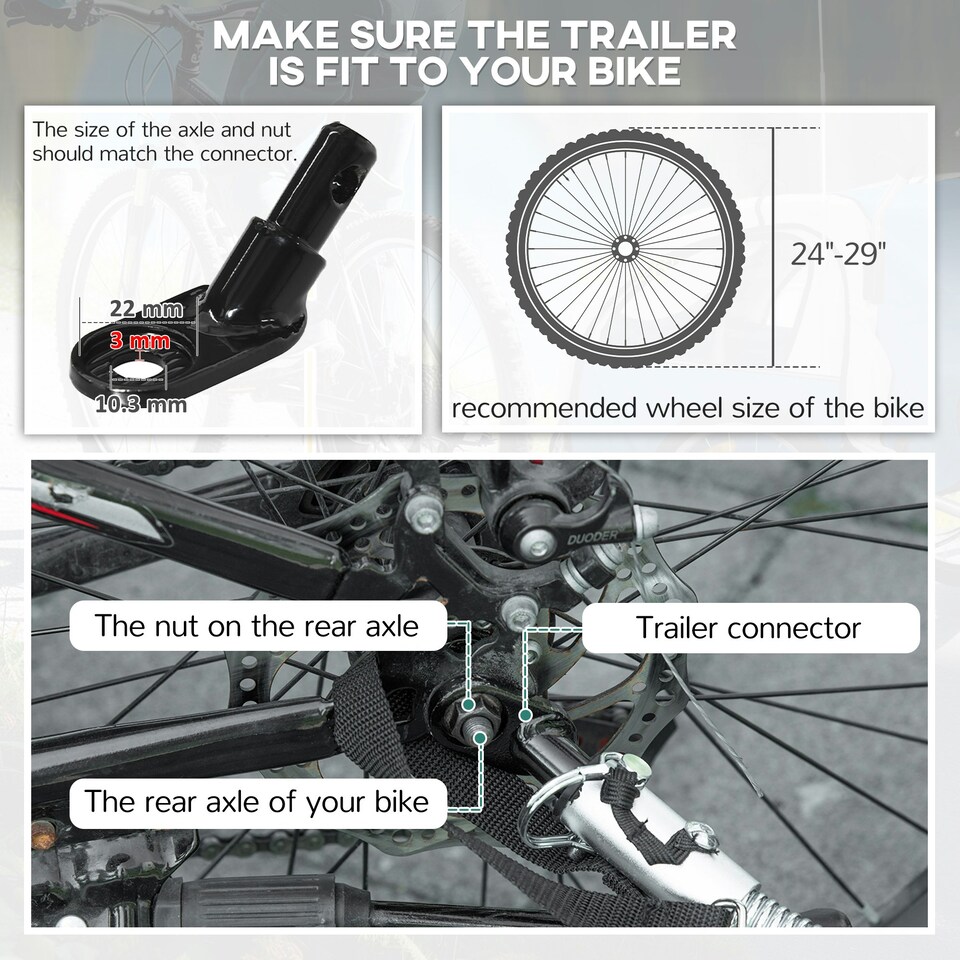 image 1 of HOMCOM 2 Seat Bike Trailer with 5 Point Harness, for 18+ Months, Blue