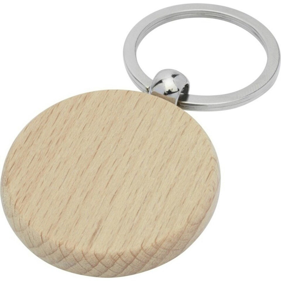 image 1 of Bullet Giovanni Round Beech Wood Keyring - Natural - One Size