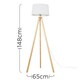 image 3 of ValueLights Barbro Wood Tripod Floor Lamp White Doretta Shade & Bulb White