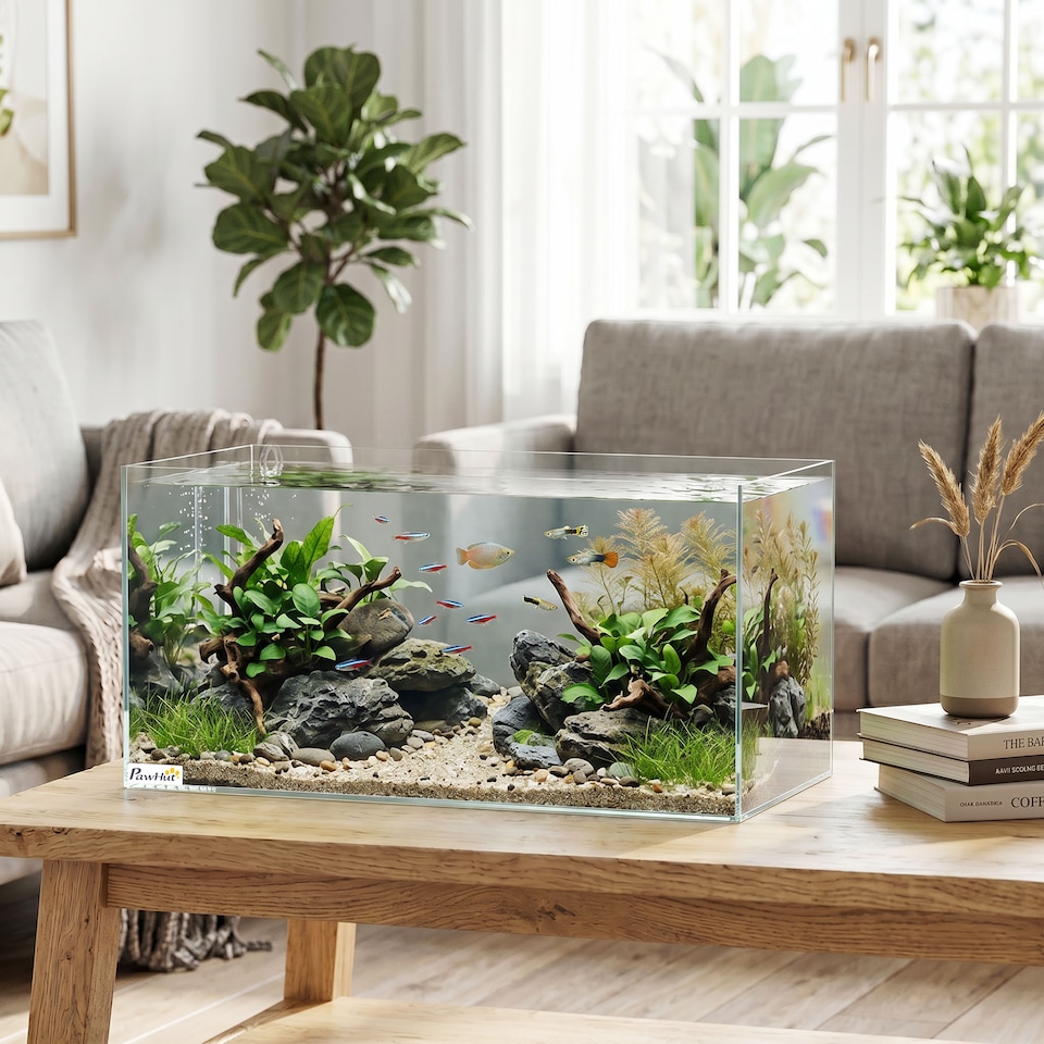 image 1 of PawHut 51L Fish Tank with Protective Base Mat 60 x 30 x 30 cm