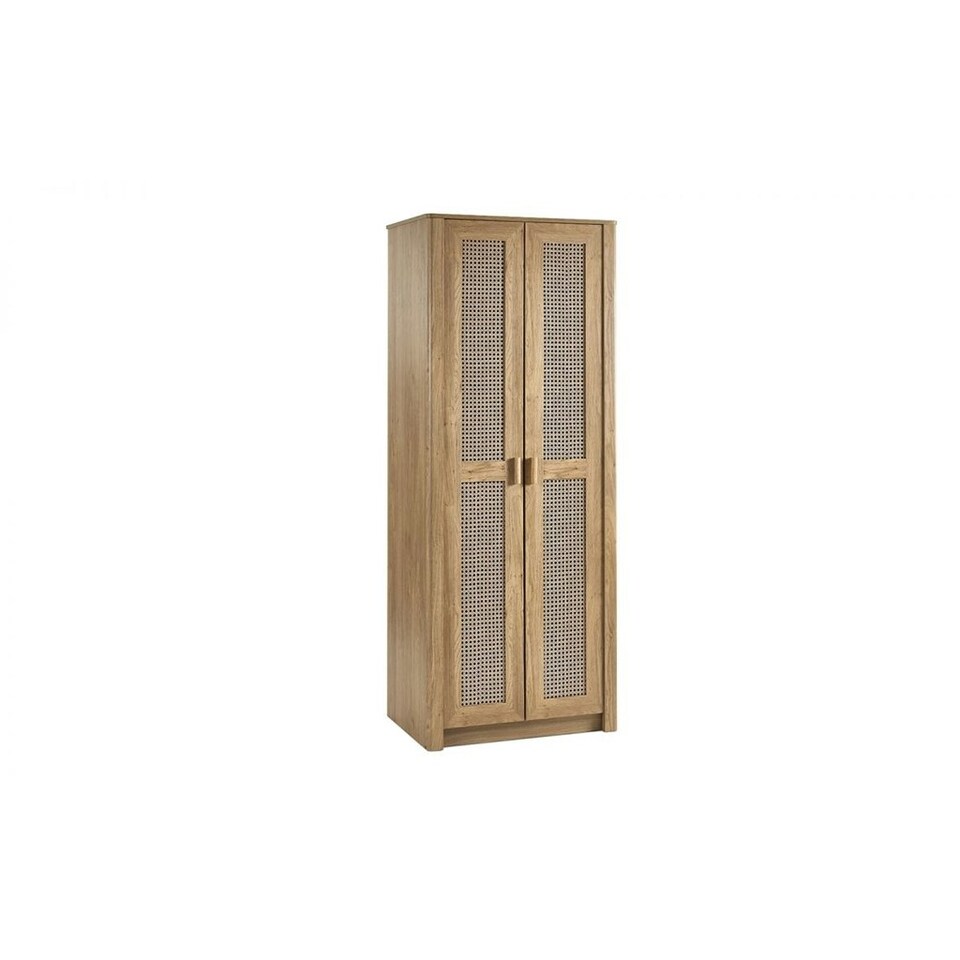 image 1 of Sleek 2 Door Rattan Oak Wardrobe