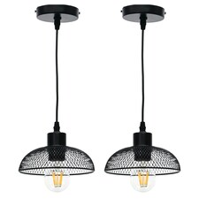 Set of 2 Cassidy - Small Black Mesh Ceiling Pendant Lights Black
