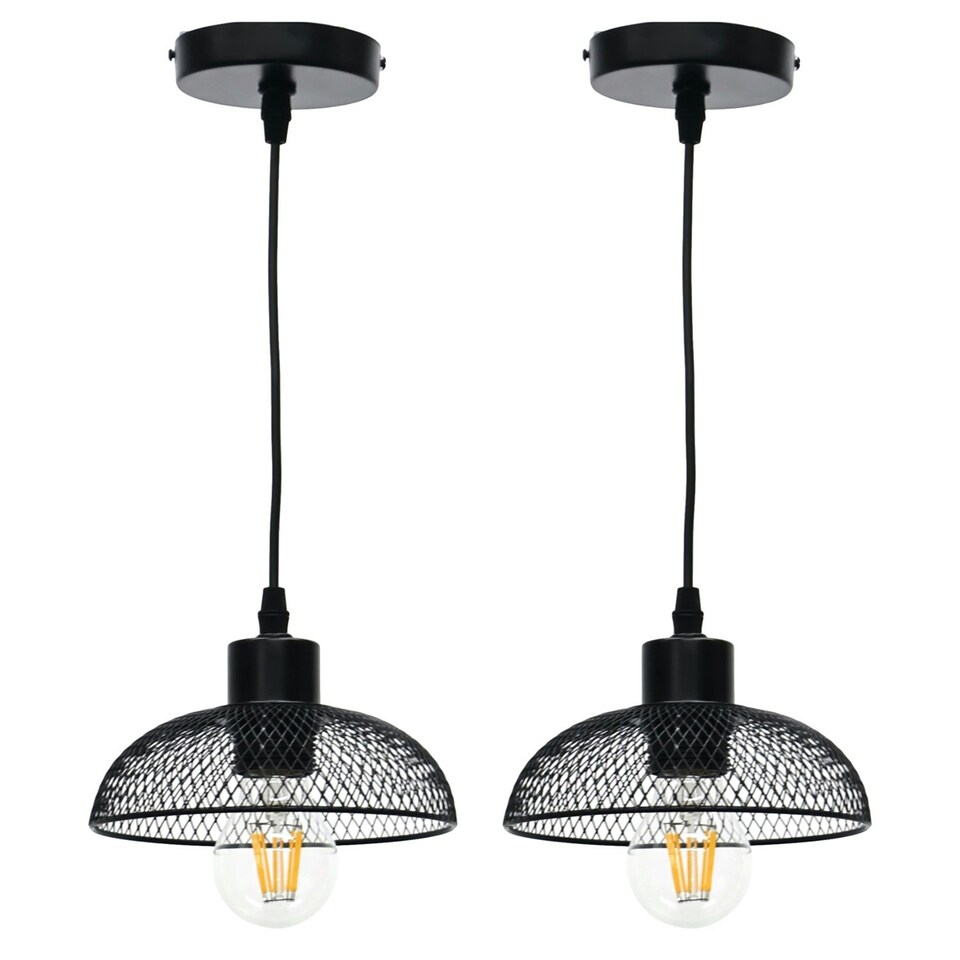 image 1 of Set of 2 Cassidy - Small Black Mesh Ceiling Pendant Lights Black