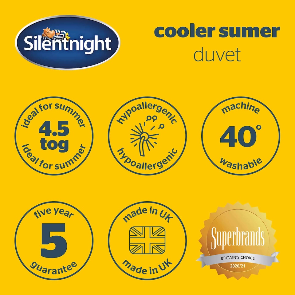 image 1 of Silentnight Cooler Summer Duvet - 4.5 Tog | White | Double