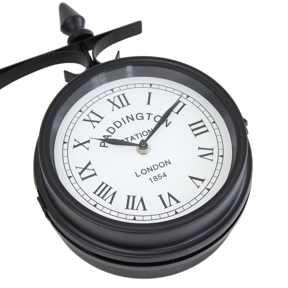 image 1 of Double Sided Paddington Station Outdoor Garden Wall Clock