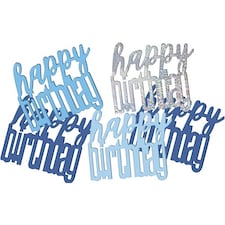 Blue Glitz Happy Birthday Holographic Assorted Table Confetti 14 Grams