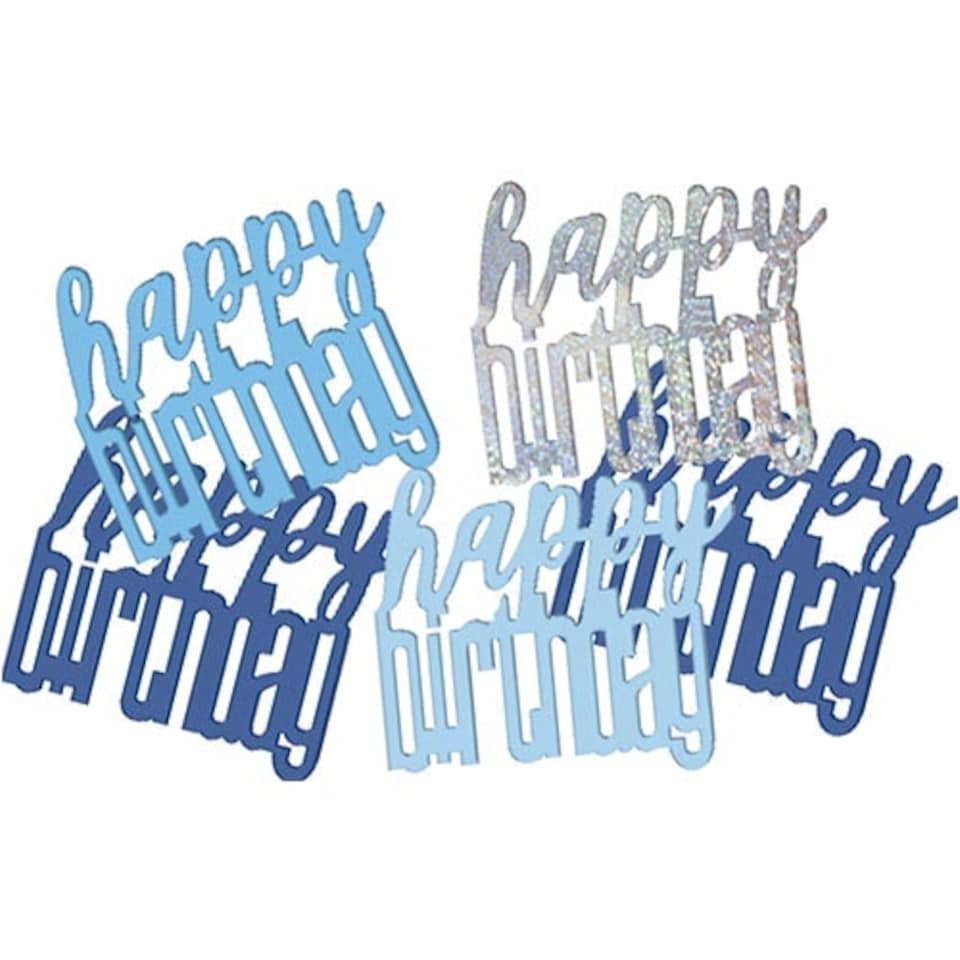 Blue Glitz Happy Birthday Holographic Assorted Table Confetti 14 Grams