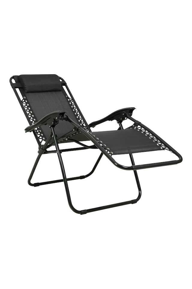 image 1 of Mountain Warehouse Reclining Chair with Padded Head Cushion Outdoor Furniture | Black