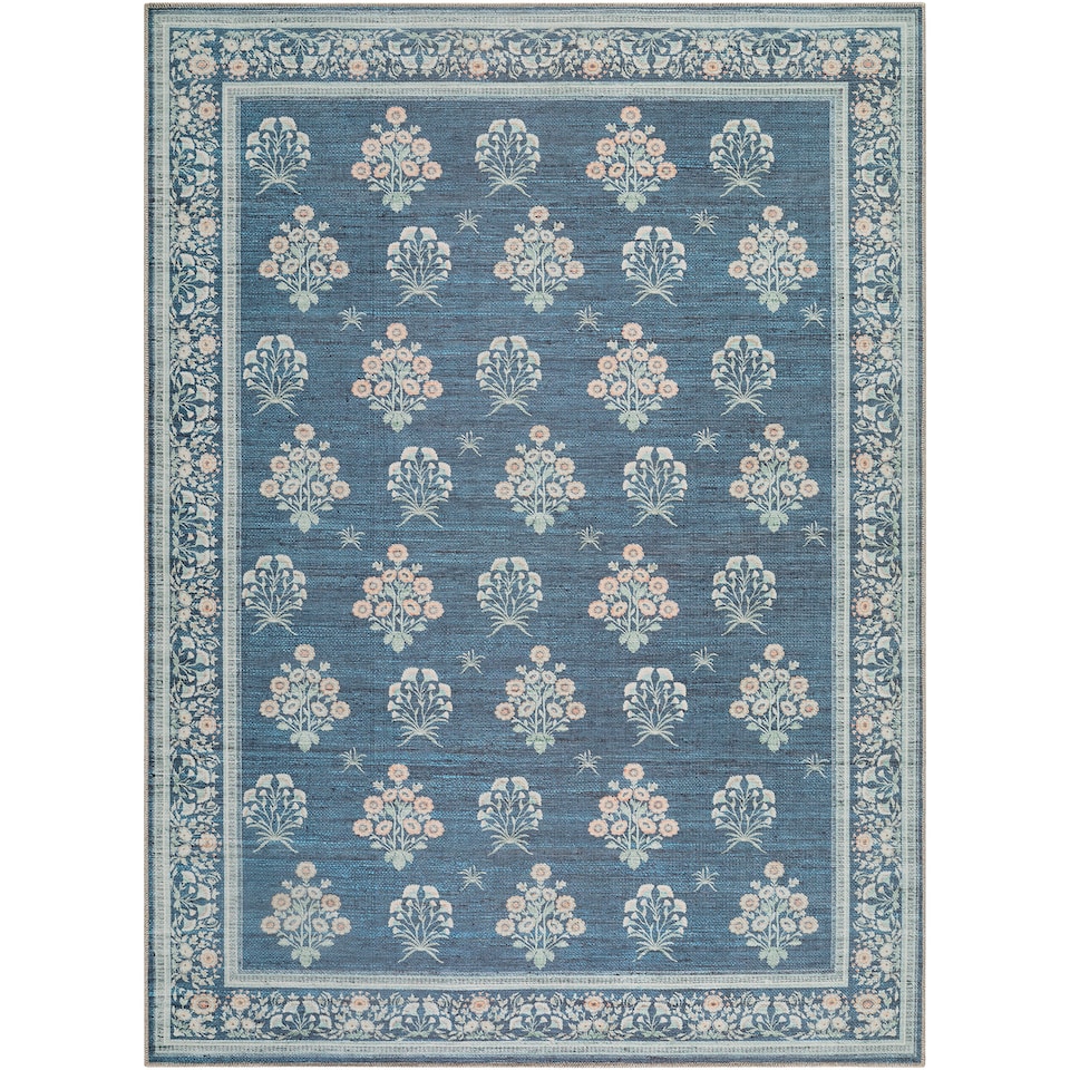 image 1 of LIVABLISS Thistle-Washable Modern Floral Rug 200 x 275 cm | Blue Green Beige