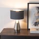 image 3 of ValueLights Jax Brushed Chrome Touch Table Lamp Charcoal Chrome Shade