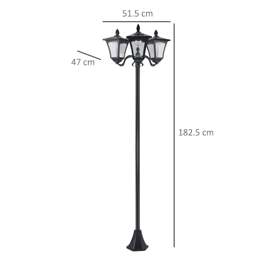 image 1 of Outsunny Outdoor Garden Solar Light with Base Energy-efficient IP44 Dimmable