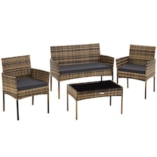 Rattan Garden Furniture Palese - for 4 people, weather resistant | Cream | nature | 57 x 104 x 79 cm | 1