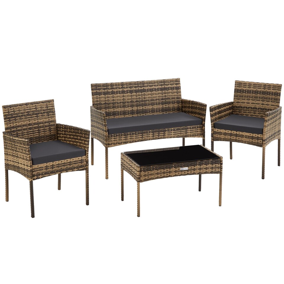 image 1 of Rattan Garden Furniture Palese - for 4 people, weather resistant | Cream | nature | 57 x 104 x 79 cm | 1