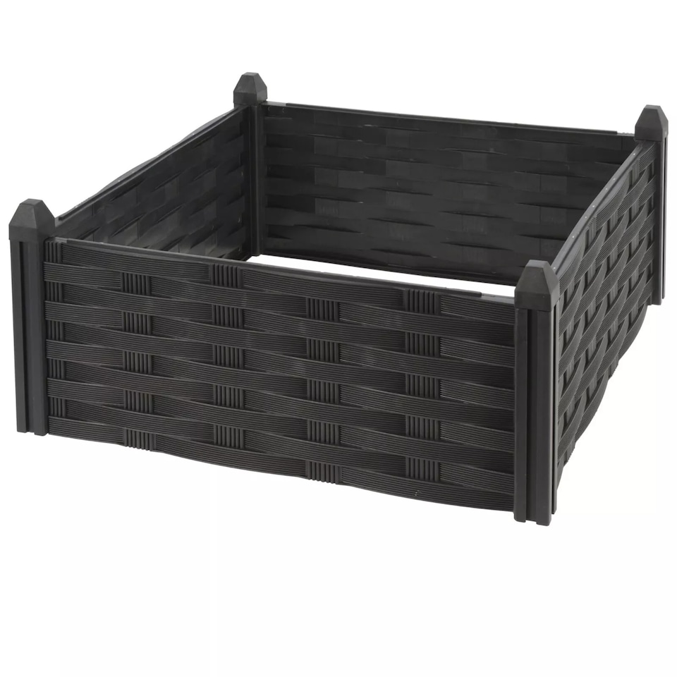 image 1 of Raised Stackable Garden Bed Square Vegetable Herb Box Planter Boxe Trough Fence | Black | Black | Set of 2