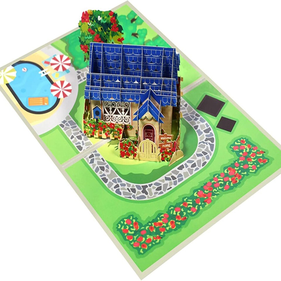 image 1 of House and Garden 3D Pop Up Greeting Card for New Home or Housewarming