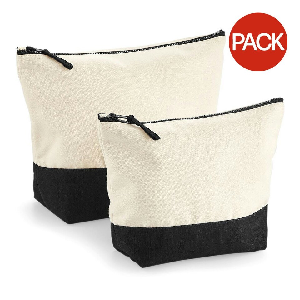 image 1 of Westford Mill Dipped Base Canvas Accessory Bag (Pack of 2) - Natural/Black - M | Cream