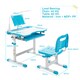 image 2 of COSTWAY Kids Desk and Chair Set Height Adjustable Kids Study Table and Chair Set-Blue