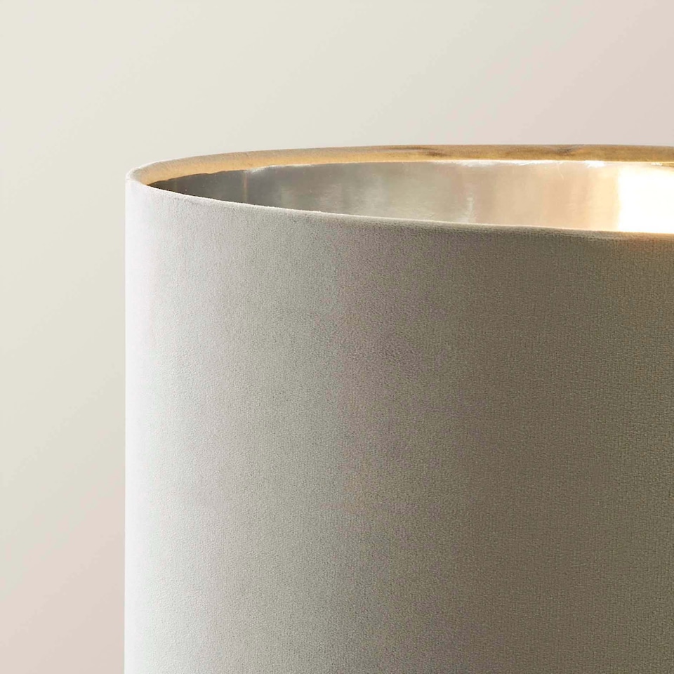 image 1 of ValueLights Charlie Brushed Chrome Floor Lamp Grey Velvet Chrome Shade
