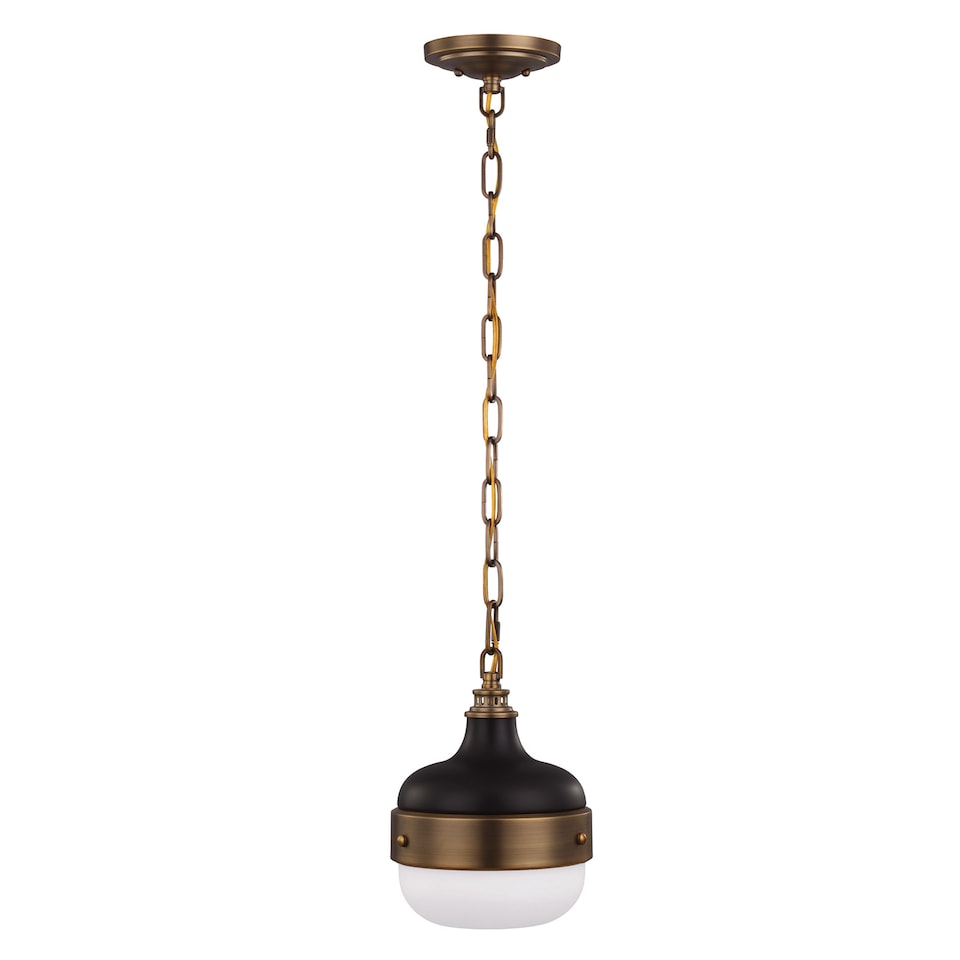 image 1 of Cadence 1 Light Dome Ceiling Mini Pendant Antique Brass, Black, E27