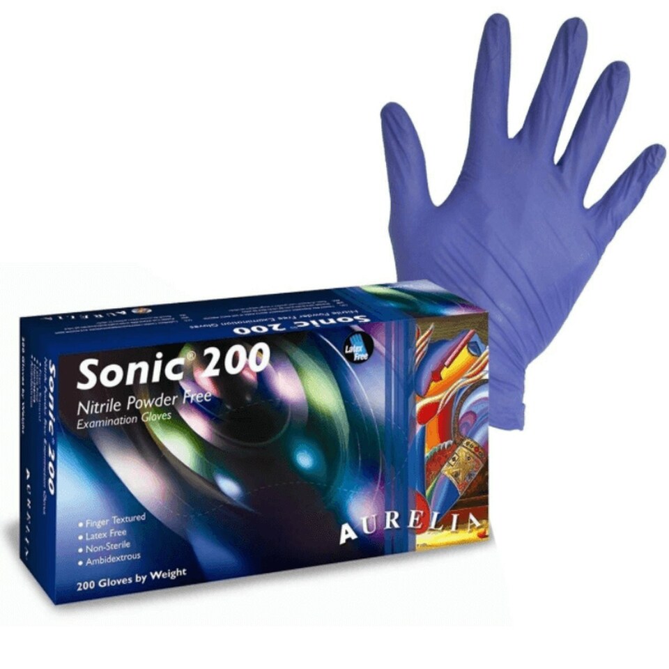 image 1 of Aurelia Sonic 200 Powder Free Blue Nitrile 200 Disposable Gloves Xtra Small Blue | X-Small