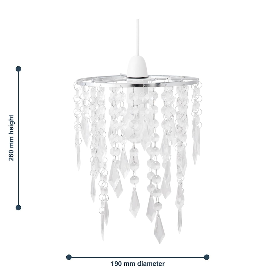 image 1 of Chrome & Clear Jewels Light Shade | Clear | Chrome | Small | 1