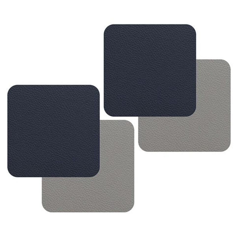 I-Style Navy and Grey Flexi Set of 4 Faux Leather Coasters