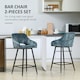 image 4 of HOMCOM Bar Stools Set of 2, Velvet-Touch Fabric Counter Height Bar Chairs, Kitchen Stools with Steel Legs for Dining Area, Kitchen Island Barstools, Blue