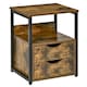 image 6 of HOMCOM End Table Bedside Desk Slim Storage Cabinet with Shelf Brown Grey