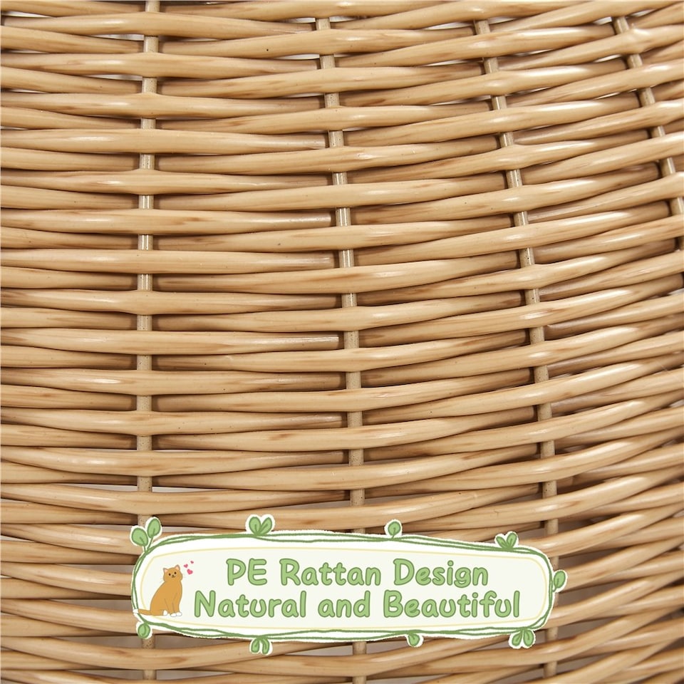image 1 of Yaheetech 137.5 cm Tall Woven Rattan Cat Nest Beige