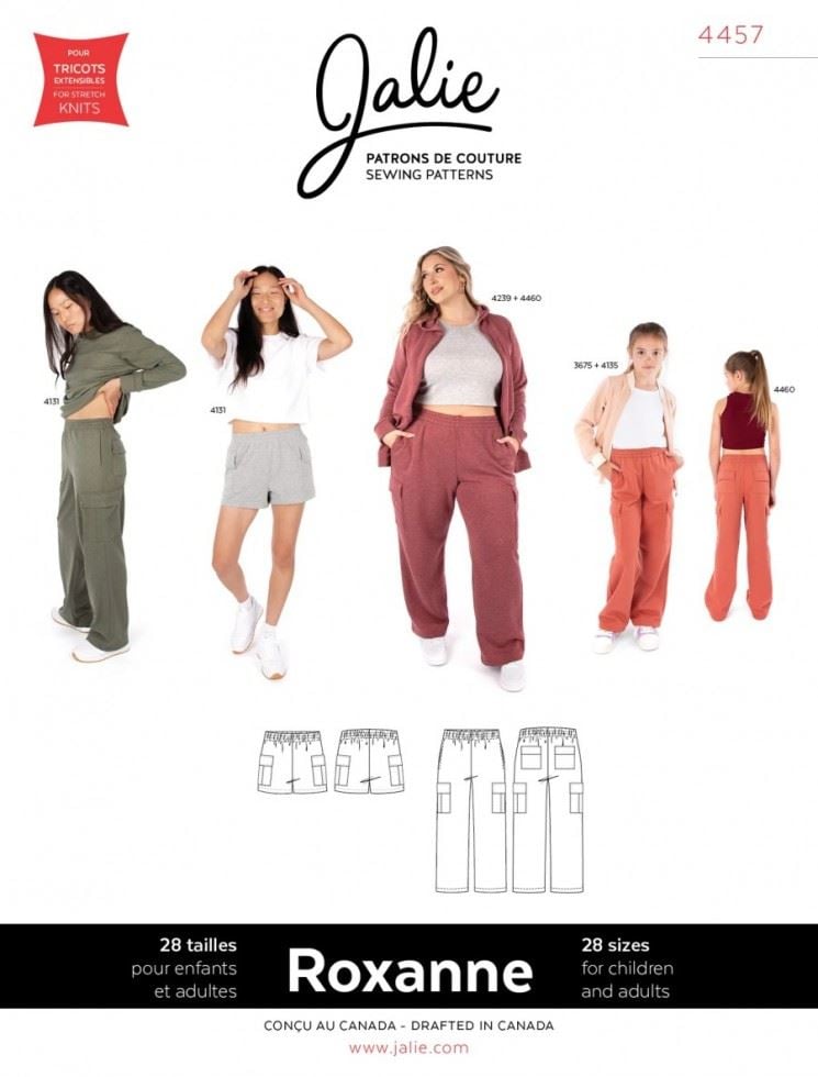 Jalie Sewing Pattern 4457 Roxanne Cargo Shorts & Sweatpants, Trousers, Shorts and Sportswear for Kids, Teenagers and Women - 28 Sizes - Intermediate