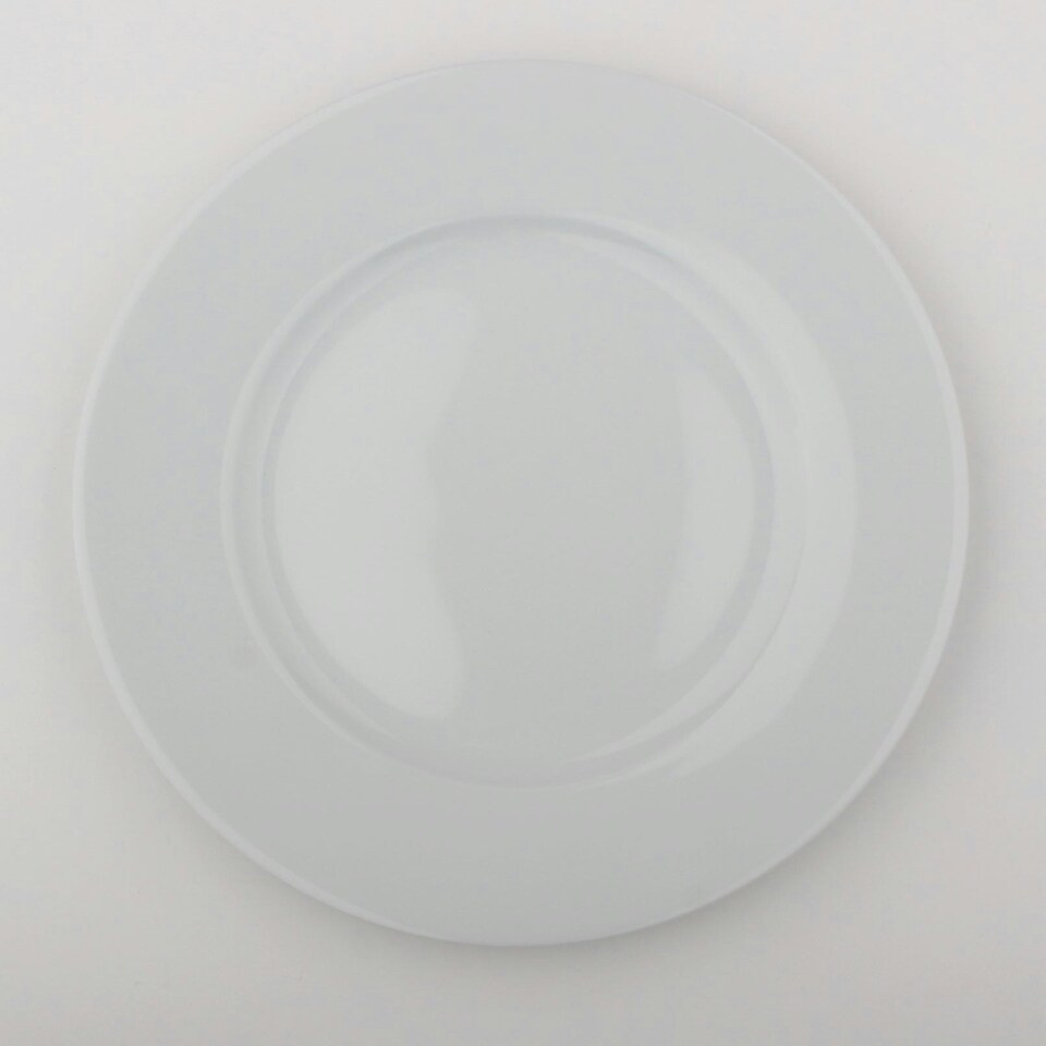image 1 of Glim Glam Dessert Plates Set 7.5” Porcelain White 48pc Set Rim White