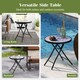 image 3 of COSTWAY Folding Glass Table Portable Patio Coffee Table w/Footpads-Grey