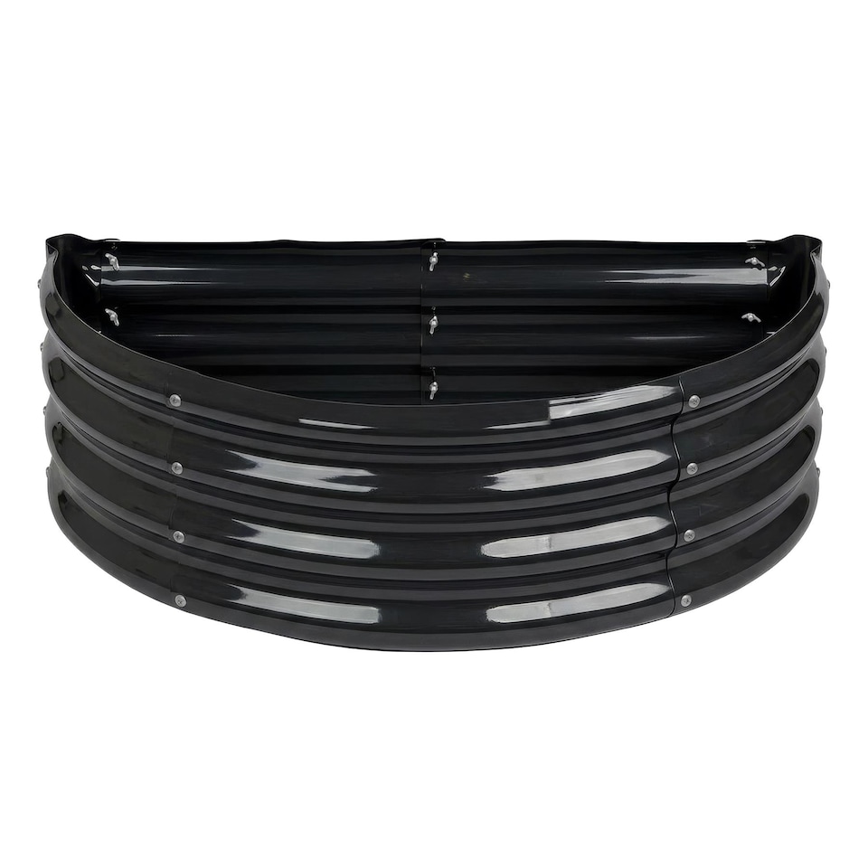 image 1 of Harbour Housewares Raised Garden Bed - Anthracite Semi-Circle Bottomless Galvanised Steel Metal Planter Box 90 x 45cm