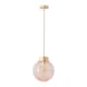 image 1 of ValueLights Frenchie Pink Glass Globe Brushed Gold Capped Ceiling Pendant Light with Bulb | Gold