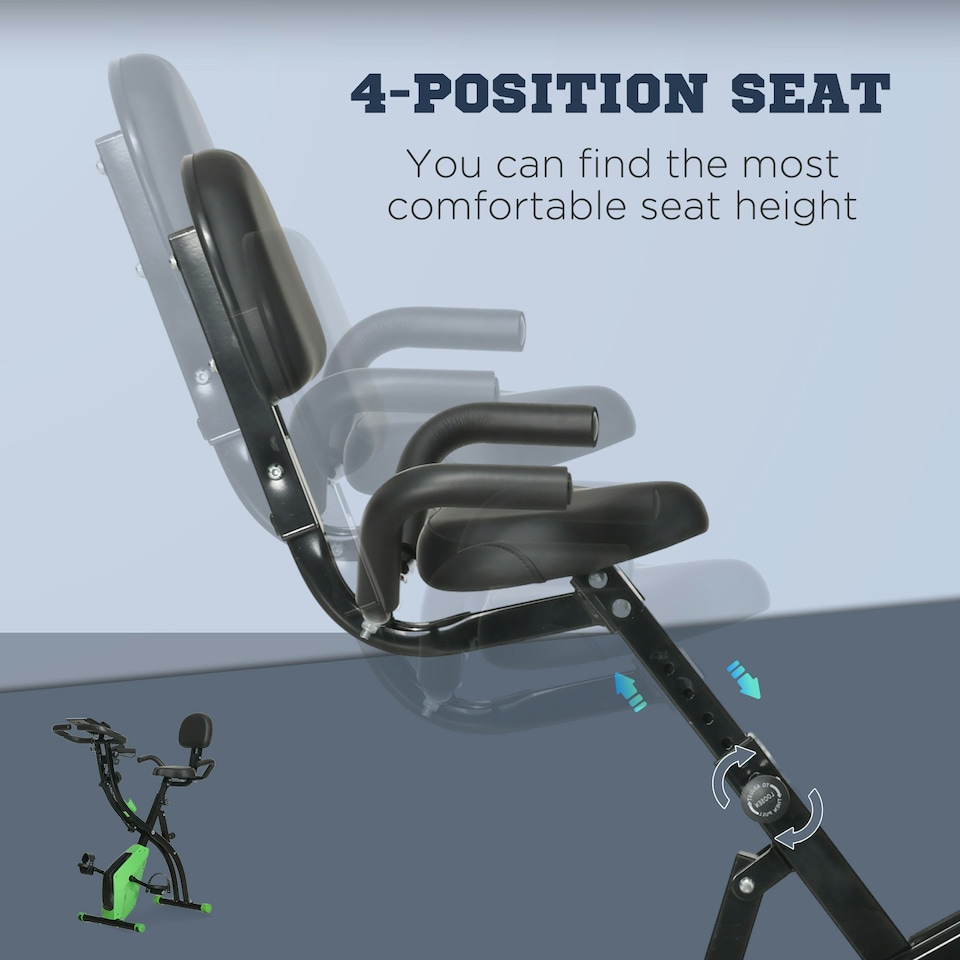 image 1 of HOMCOM 2-In-1 Folding Exercise Bike with 8-Level Magnetic Resistance Green