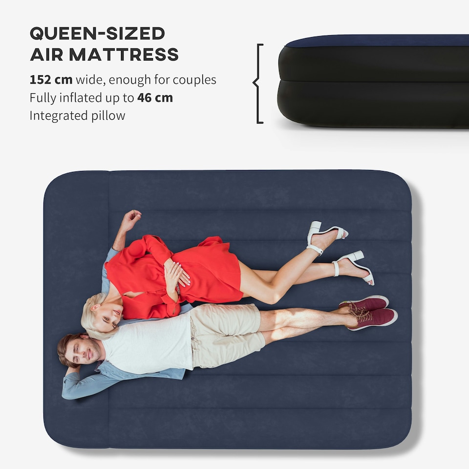 image 1 of Outsunny King Inflatable Mattress with Electric Pump and Integrated Pillow