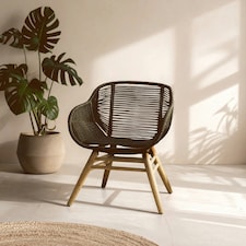 Interiors by Premier Black Rope Armchair, Back and Armrest Garden Chair, Eco-friendly Rope Desk Chair, Lightweight Dining Chair Black