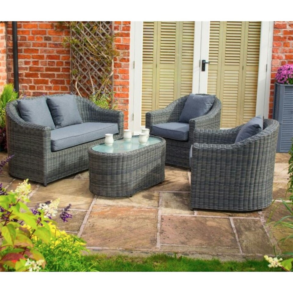 image 1 of 4 Seater Grey Weave Sofa Set