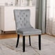 image 4 of Grey Set of Six Studded Velvet Dining Chair with Ring Knocker Detail Grey | Dark Grey