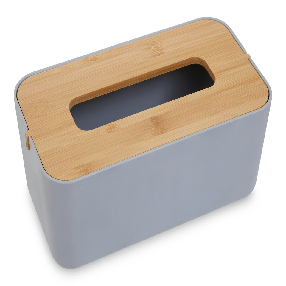 image 1 of Interiors by Premier Grey Bamboo Fibre Tissue Box, Rectangular Tissue Holder With Lift-off Lid & Cutout Opening, Tissue Paper Box