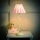 image 2 of ValueLights Wiggle Lilac Pleated Scallop Lamp Shade Moss Green Metal Table Lamp and LED Bulb | Green | Purple