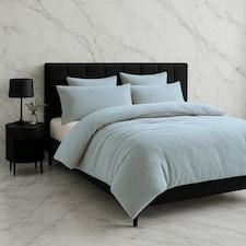 Teddy Bear Fleece Soft Cosy Duvet Cover + Pillow Case Set Blue | Duck Egg Blue | King