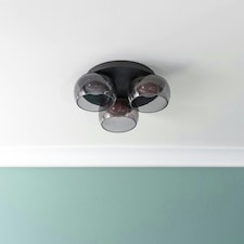 ValueLights Alissa Matte Black IP44 3 Way Smoked Glass Integrated LED Ceiling Light | Black