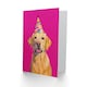 image 2 of Birthday Card Yellow Labrador Retriever Dog Party Hat Hot Pink