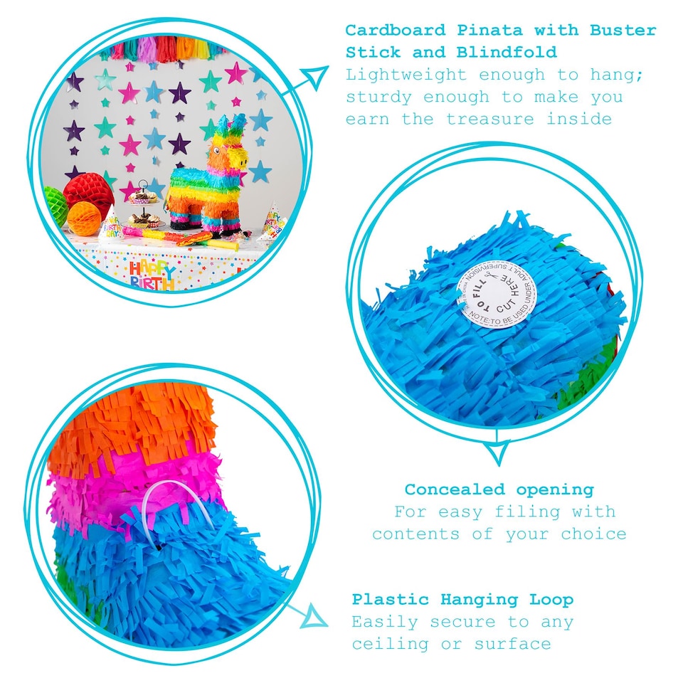 image 1 of Fax Potato 3pc Donkey Pinata Set with Stick & Blindfold - Blue Stick