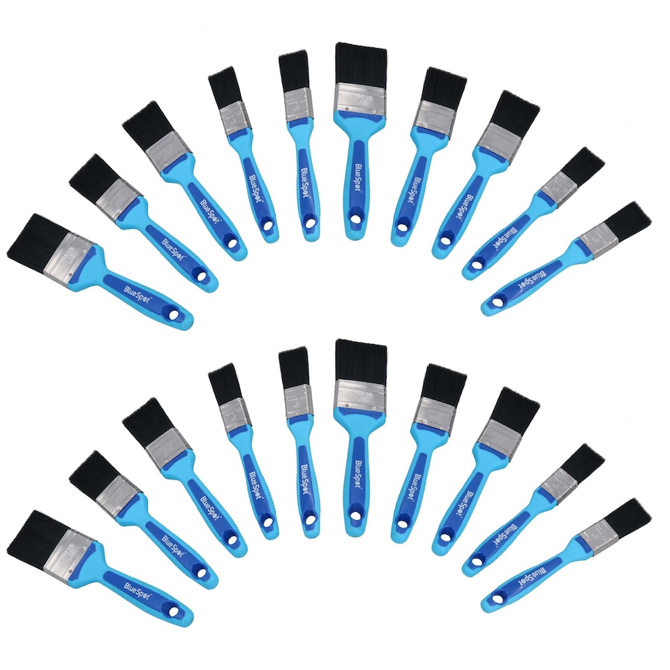 image 1 of 20pc Synthetic Paint Brush Painting + Decorating Brushes Rubber Grip Handle 1” – 2”