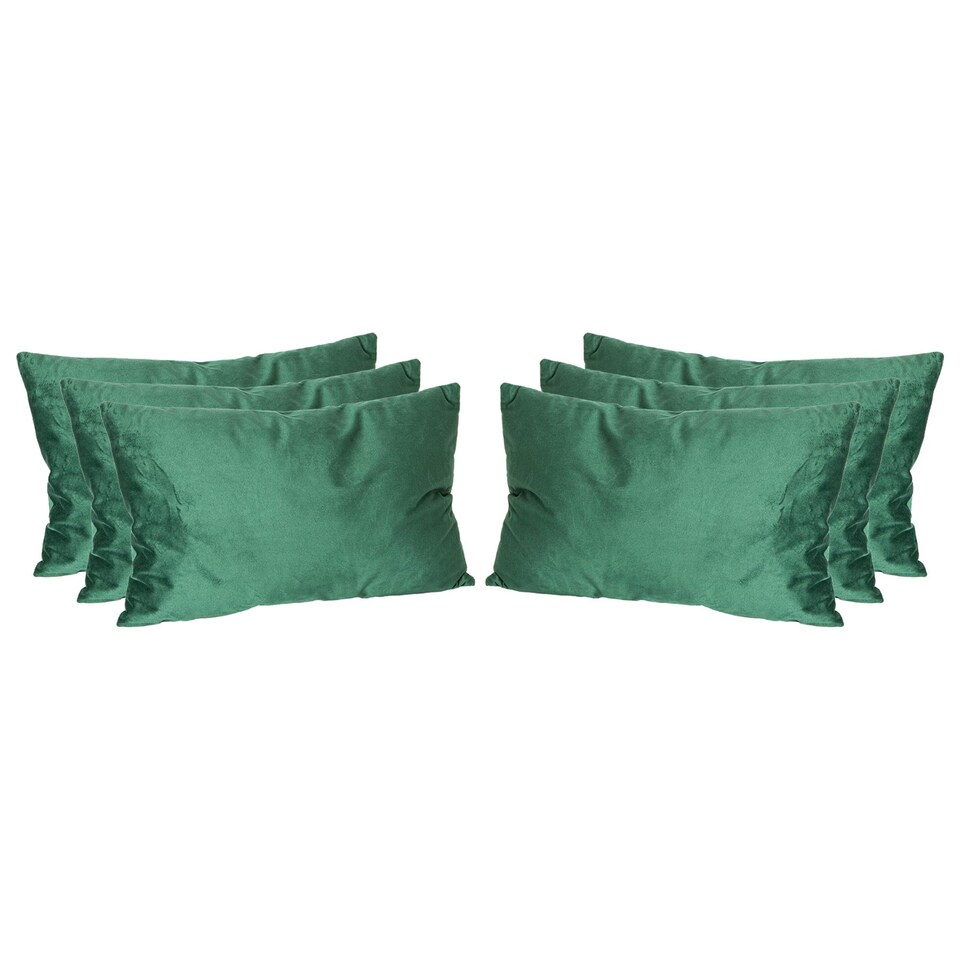 image 1 of Nicola Spring Rectangle Velvet Cushions - 60cm x 40cm - Green - Pack of 6 | Green | Green