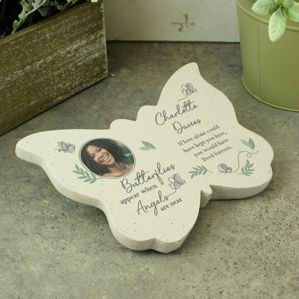 image 1 of Personalised Butterflies Appear Photo Upload Memorial Resin Butterfly