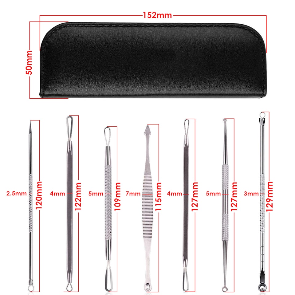 image 1 of Blackhead Remover Set, Pimple Extractor Tool with Case Comedone - 7pcs