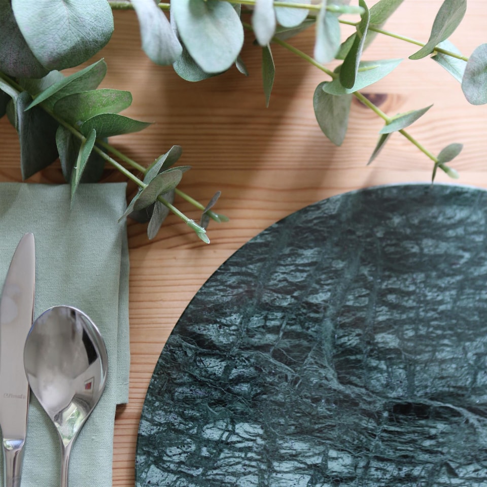 image 1 of Argon Tableware Round Marble Placemats - 30cm - Green - Pack of 6 | Green | Green